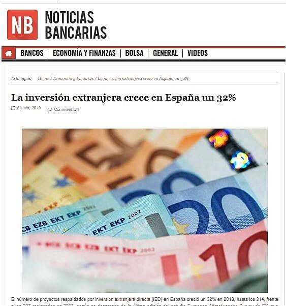 La inversin extranjera crece en Espaa un 32%